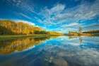 Canada-Ontario-Kenora Clouds reflected in Middle Lake at sunset Art Print
